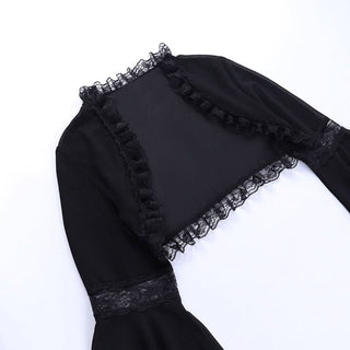 Long flared sleeve lace hem shrug top