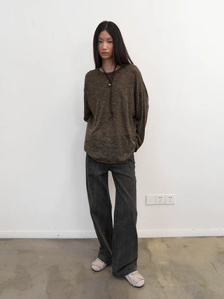 [NeverSeez] Textured Straight-leg Jeans