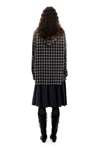 [Moromoro2] Plaid Hooded Shirt