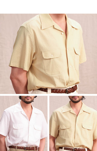 [CULTUM] Seersucker Cuban Collar Shirt