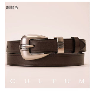 [CULTUM] Engraved Silver Buckle Belt
