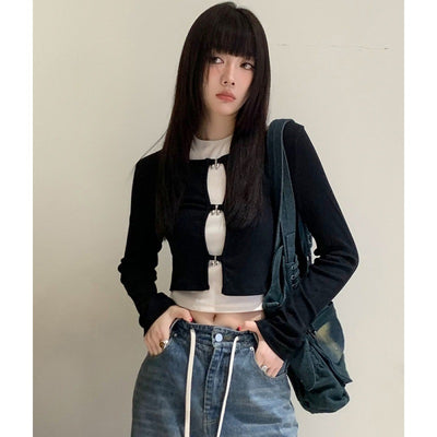 Knitted Long Sleeve Two-Piece Cardigan