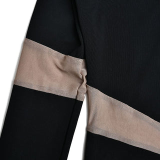 Irregular one shoulder mesh button bodysuit