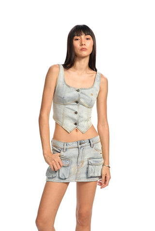 [NOTAWEAR] Ceramic Washed Stretch Denim  Vest