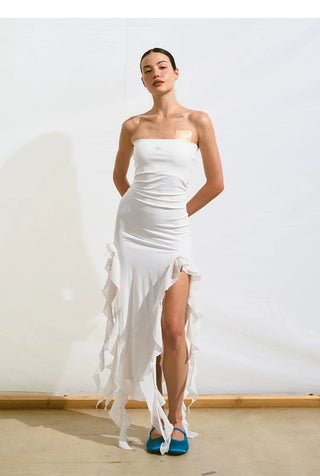 [NOTAWEAR] Irregular Ruffle Strapless Dress