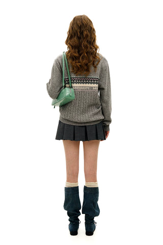 [Moromoro2] Fair Isle Faux Two-piece  Sweater