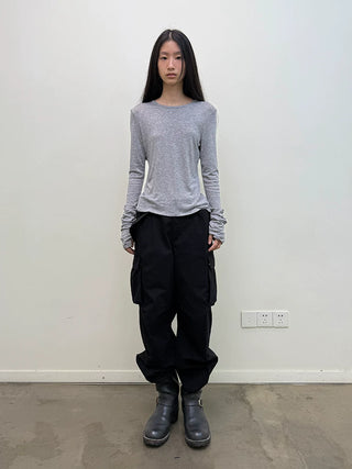 [NeverSeez] Solid Long-sleeve T-shirt