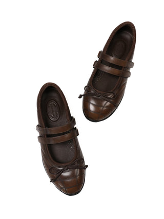 [Moromoro2] Leather Mary Jane Bow Flats
