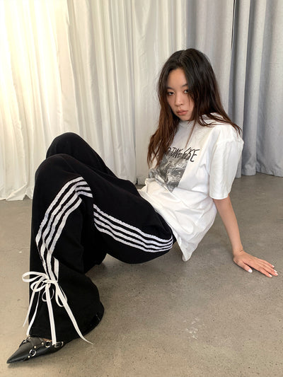 casual Side webbed bow drawstring pants