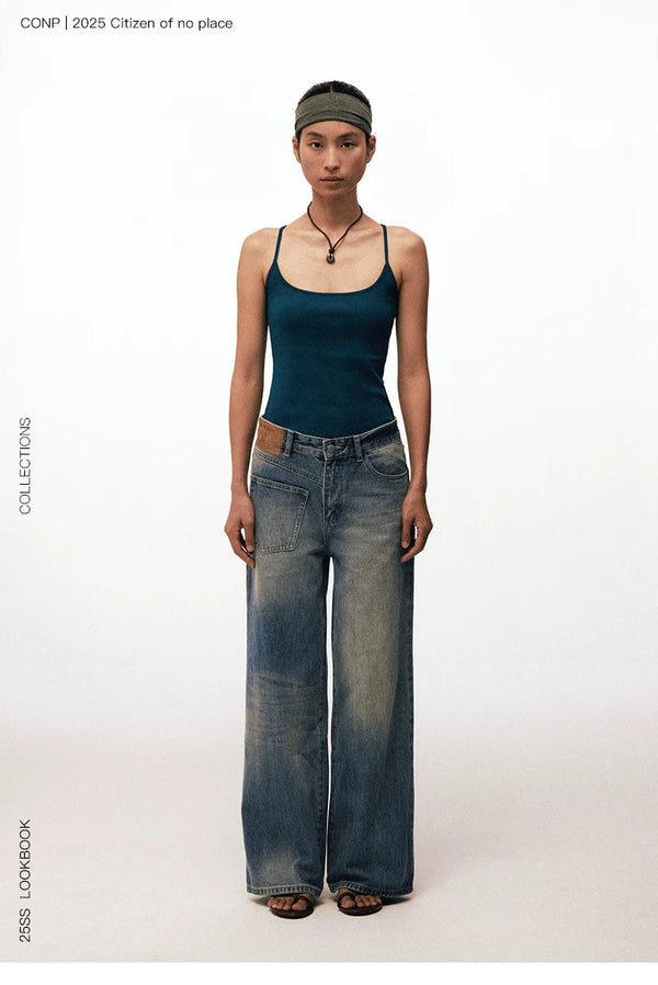 [CONP] Deconstructed Washed Straight Jeans