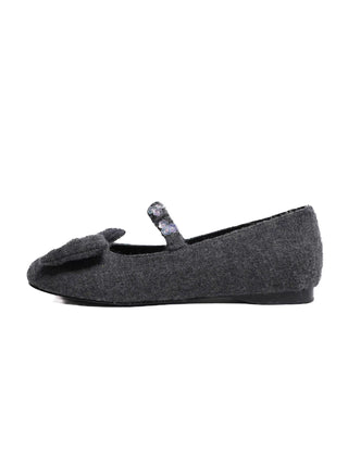 [Moromoro2] Flower Sequin Bow Wool Ballet  Flats