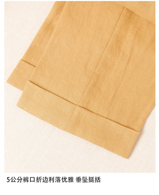 [CULTUM] Linen Double Pleated Trousers