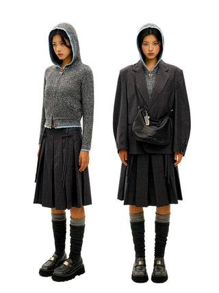 [Moromoro2] Bow Zip Hooded Cardigan
