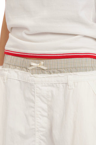 [Moromoro2] Faux Two-piece Plaid A-line  Skirt