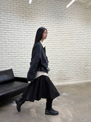 [NeverSeez] Crescent Polka Dot Pleated Skirt