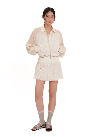 [moromoro2] Semi-Sheer Checkered Lightweight  Jacket