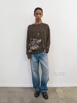 [NeverSeez] Linen Blend Knit Top