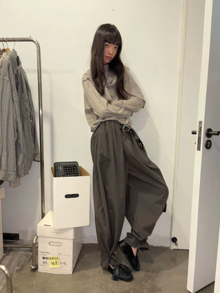 [NeverSeez] Pleated Wide-Leg Pants