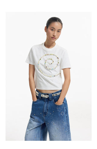 [CONP] Star Washed Crop Denim Pants