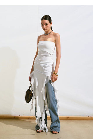 [NOTAWEAR] Irregular Ruffle Strapless Dress