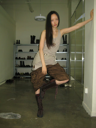 [NeverSeez] Washed Wrinkled Utility Shorts