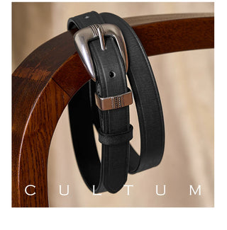 [CULTUM] Engraved Silver Buckle Belt