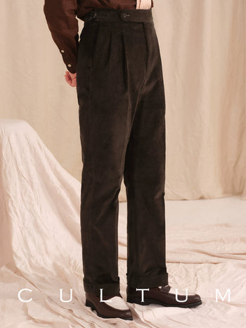 [CULTUM] Neapolitan Cotton Corduroy Double Pleat Trousers