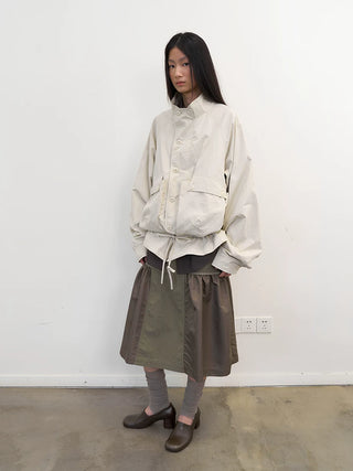 [NeverSeez] Stand Collar Drawstring Jacket