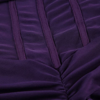 Long sleeve off shoulder mesh corset maxi dress