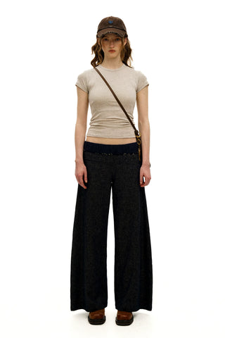 [Moromoro2] Plaid Mesh Cotton Linen Pants