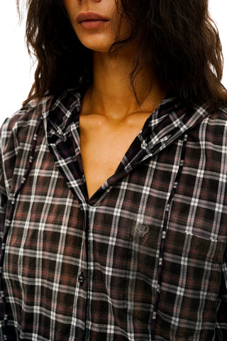 [Moromoro2] Plaid Hooded Shirt