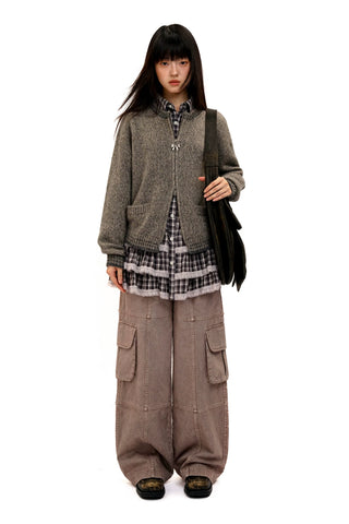 [Moromoro2] Bow Zip Hooded Cardigan