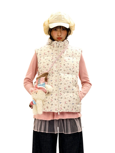 [Moromoro2] Reversible Bunny Print Down  Vest/Jacket