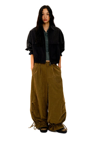 [Moromoro2] Velvet Pleated Wide-leg Pants