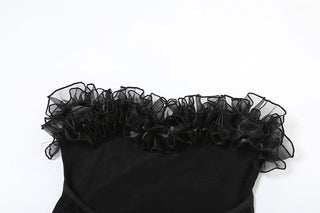 Ruffle mesh corset lace up mini dress