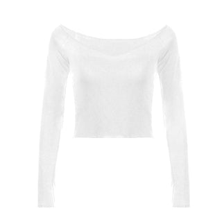Long sleeve off shoulder solid top