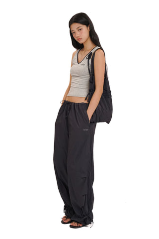 [moromoro2] ontrast-Edge Bow Strap Cami Top