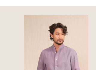 [CULTUM] Linen Stand Collar Shirt