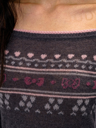 [Moromoro2] Fair Isle Faux Two-piece Top