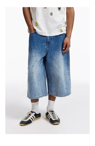 [CONP] Star Washed Crop Denim Pants