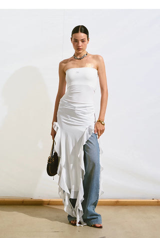 [NOTAWEAR] Irregular Ruffle Strapless Dress