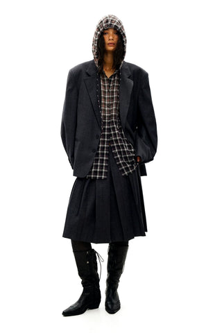 [Moromoro2] Plaid Hooded Shirt