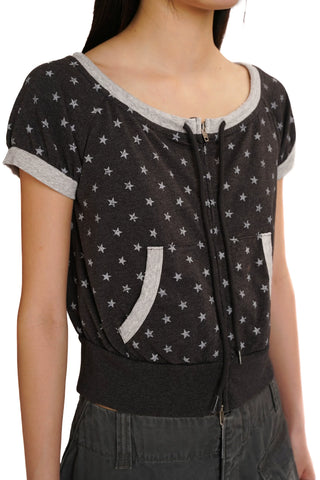 [moromoro2] Ribbed Zip-Up Short Sleeve