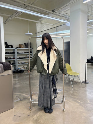 [NEVERSEEZ] Lapel Fleece Diagonal Zipper Jacket