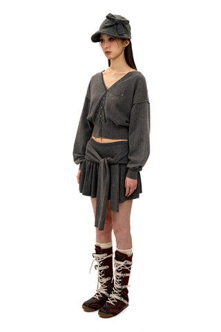 [Moromoro2] Knit Cardigan Skirt Set