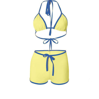 Halter self tie contrast short pant set