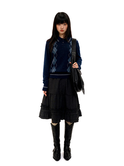 [Moromoro2] Argyle Polo Sweater