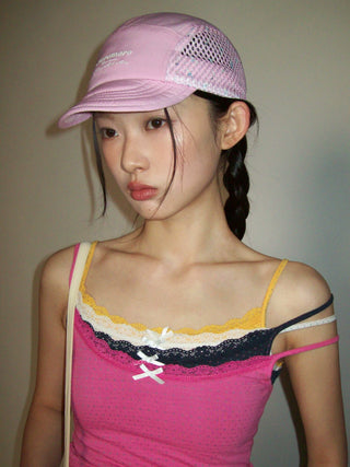 [moromoro2] Mesh Rabbit Print Camp cap