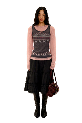 [Moromoro2] Fair Isle Faux Vest Knit Top