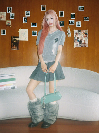 [Moromoro2] Argyle Short-sleeve Sweater